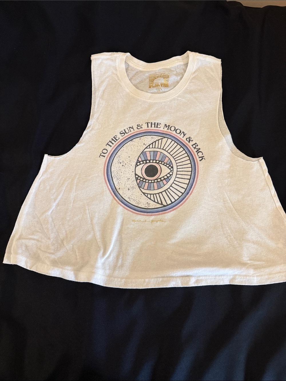 Blank NYC Vintage White Graphic To the sun and moon and back tee Size L - Picture 2 of 6